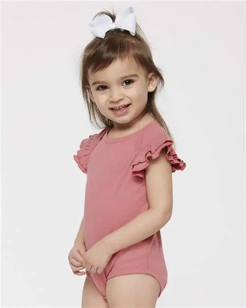 Rabbit Skins 4439 Infant Flutter Sleeve Baby Rib Bodysuit - Mauvelous