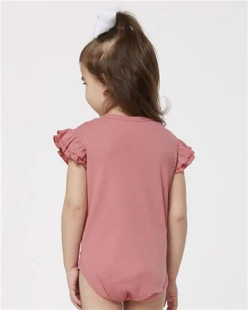 Rabbit Skins 4439 Infant Flutter Sleeve Baby Rib Bodysuit - Mauvelous