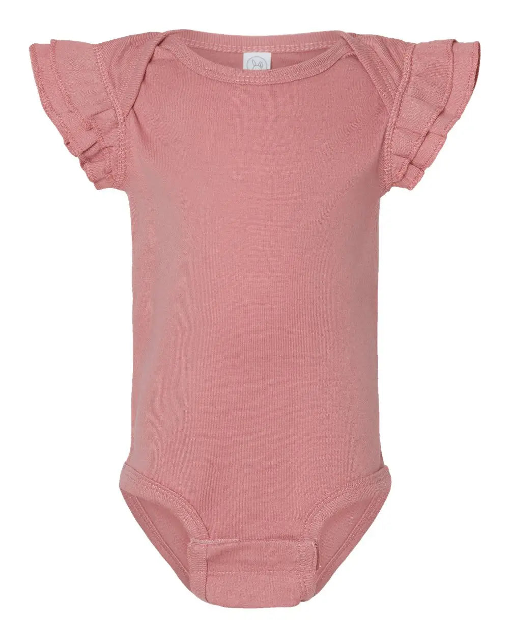 Rabbit Skins 4439 Infant Flutter Sleeve Baby Rib Bodysuit - Mauvelous - Cardinal / 6m