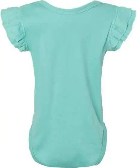 Rabbit Skins 4439 Infant Flutter Sleeve Baby Rib Bodysuit - Saltwater