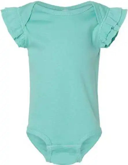 Rabbit Skins 4439 Infant Flutter Sleeve Baby Rib Bodysuit - Saltwater