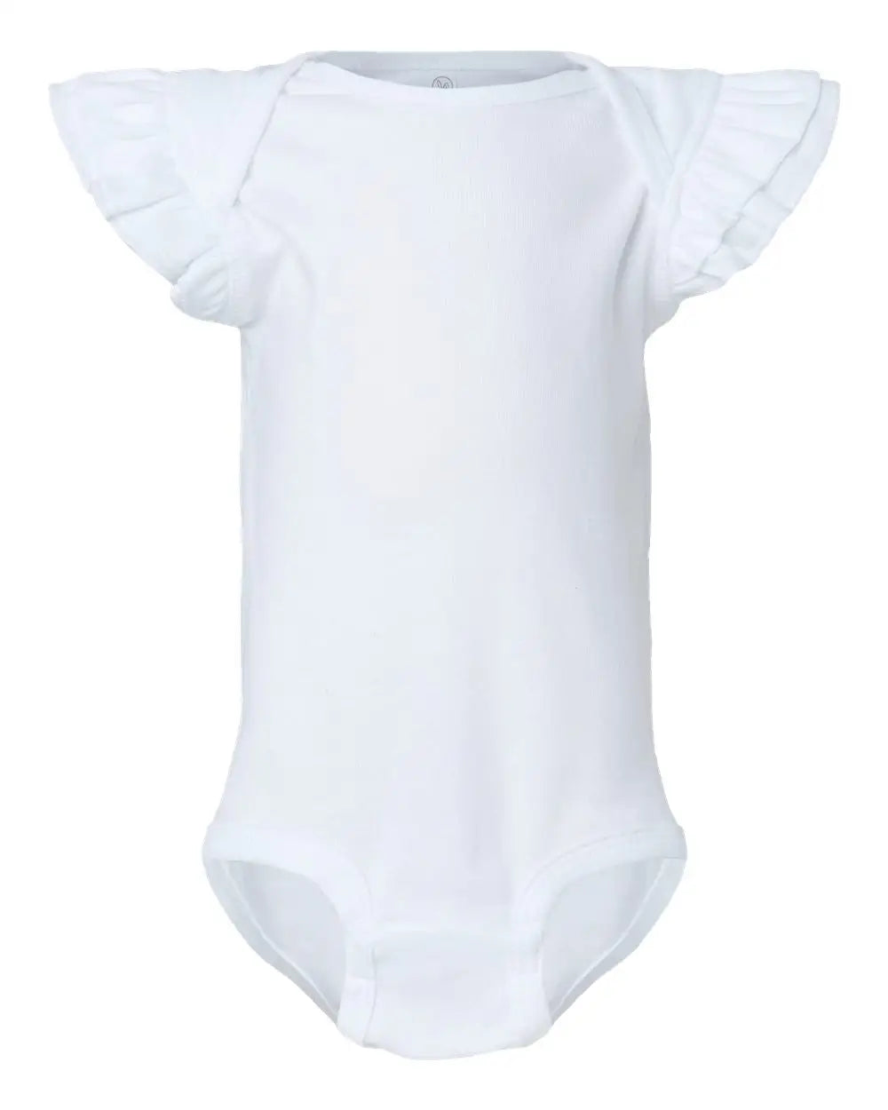 Rabbit Skins 4439 Infant Flutter Sleeve Baby Rib Bodysuit - White - 6m