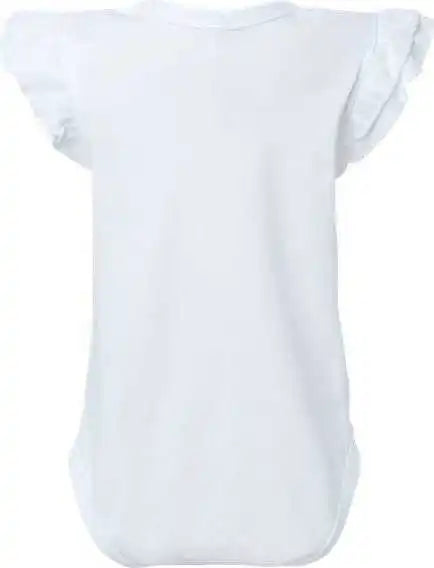 Rabbit Skins 4439 Infant Flutter Sleeve Baby Rib Bodysuit - White