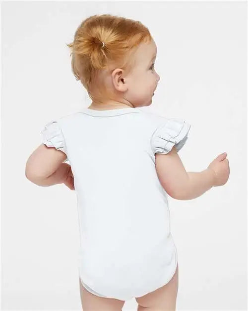 Rabbit Skins 4439 Infant Flutter Sleeve Baby Rib Bodysuit - White