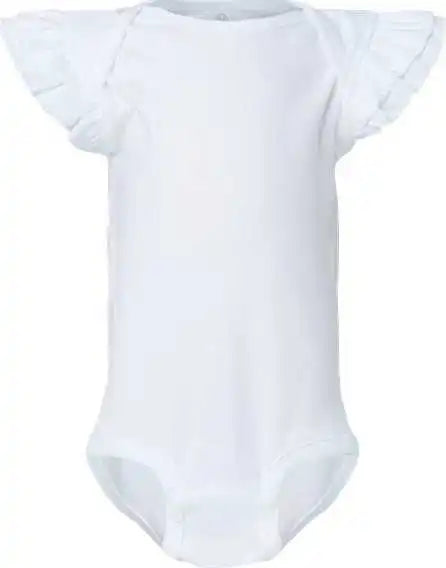 Rabbit Skins 4439 Infant Flutter Sleeve Baby Rib Bodysuit - White