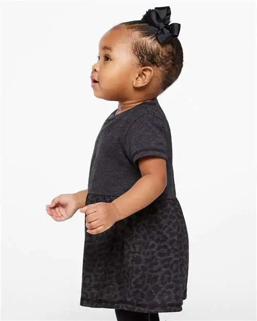 Rabbit Skins 5330l Infant Fine Jersey Dress - 5330 - Vintage Smoke Black Leopard