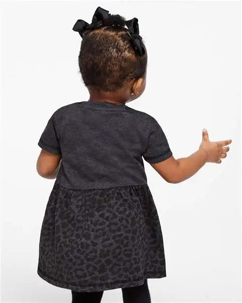 Rabbit Skins 5330l Infant Fine Jersey Dress - 5330 - Vintage Smoke Black Leopard