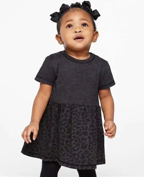 Rabbit Skins 5333 Toddler Fine Jersey Dress Vintage Smoke Black Leopard