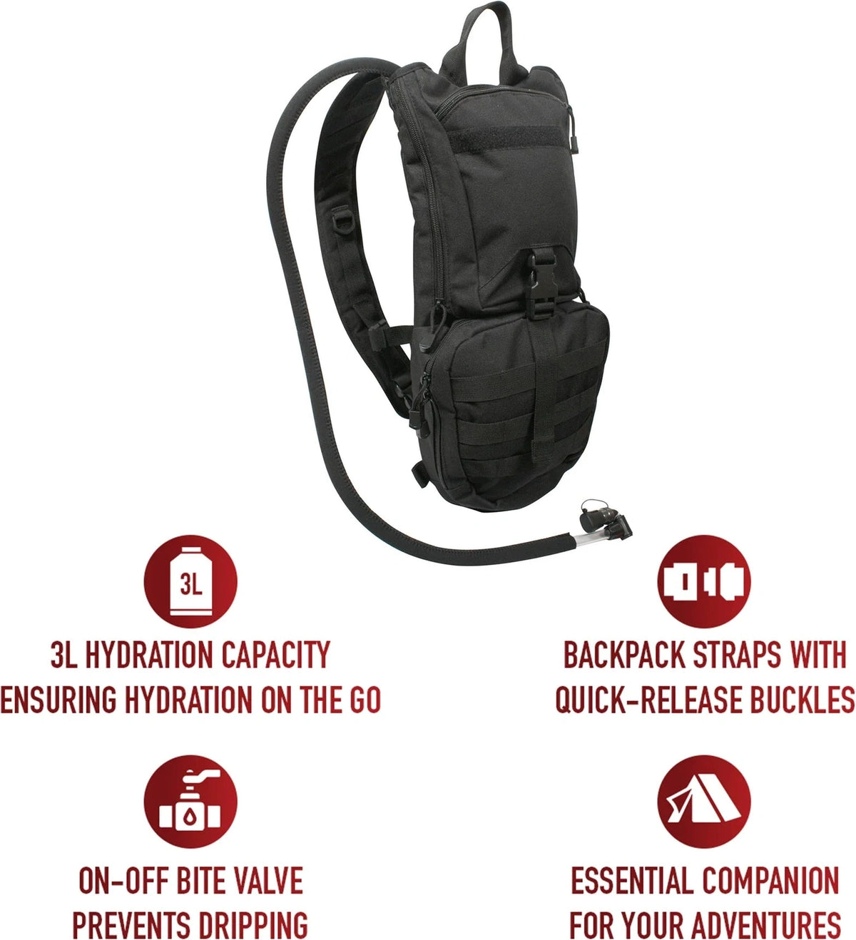 Rapid Trek Hydration Pack - Black