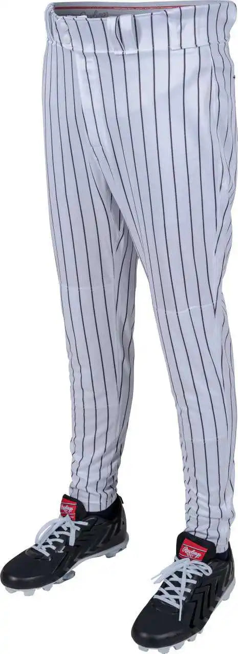 Rawlings 150 Jogger Fit Pinstripe Adult Baseball Pants - White Navy