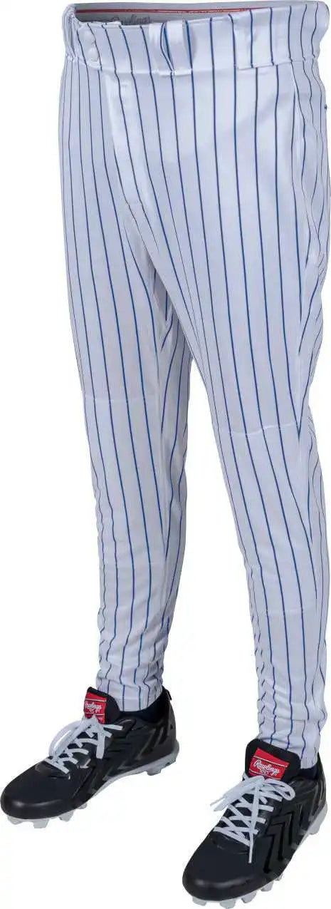 Rawlings 150 Jogger Fit Pinstripe Adult Baseball Pants - White Royal