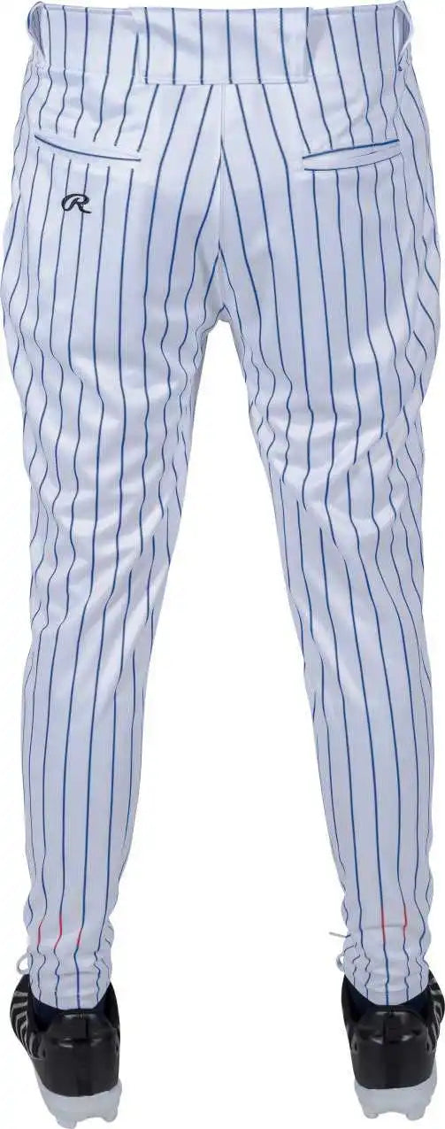 Rawlings 150 Jogger Fit Pinstripe Adult Baseball Pants - White Royal