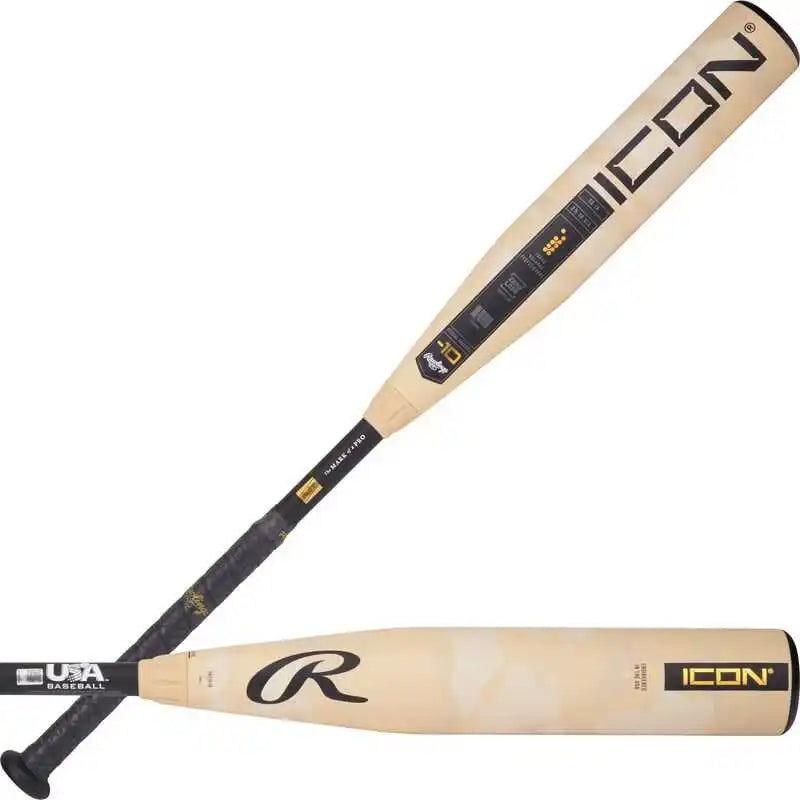 Rawlings 2025 Icon (-10) Usa Approved Bat Rus5i10 - Black Ivory