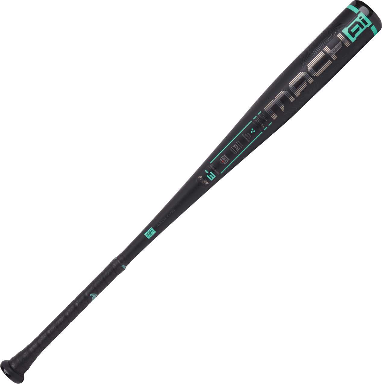 Rawlings 2025 Mach Ai (-3) Bbcor Baseball Bat - Black Teal Pink