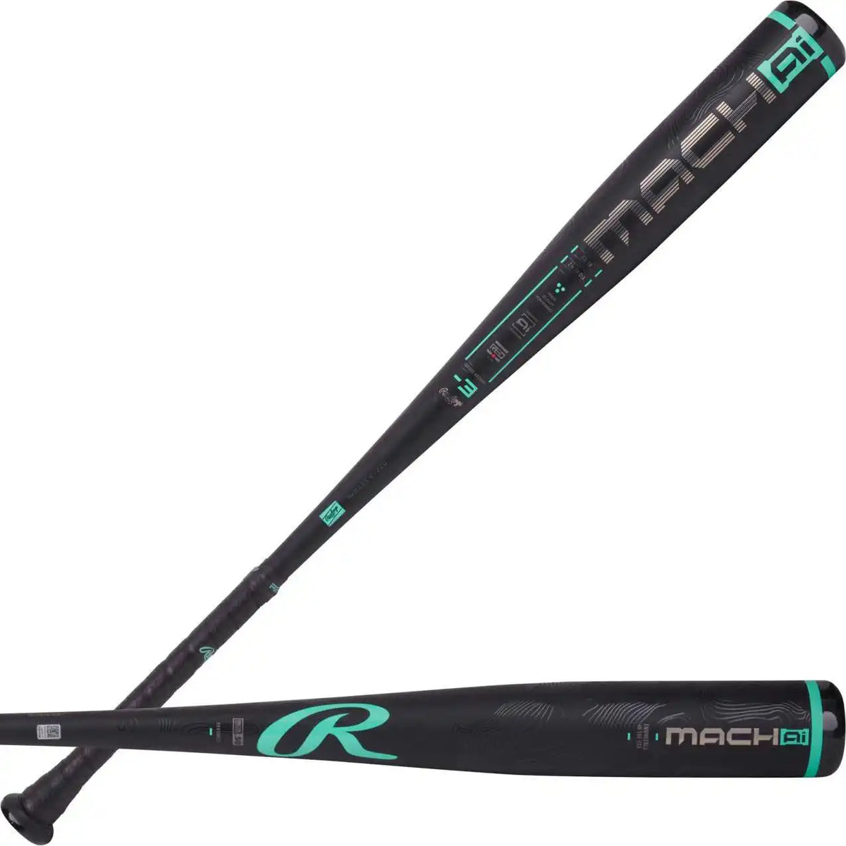 Rawlings 2025 Mach Ai (-3) Bbcor Baseball Bat - Black Teal Pink