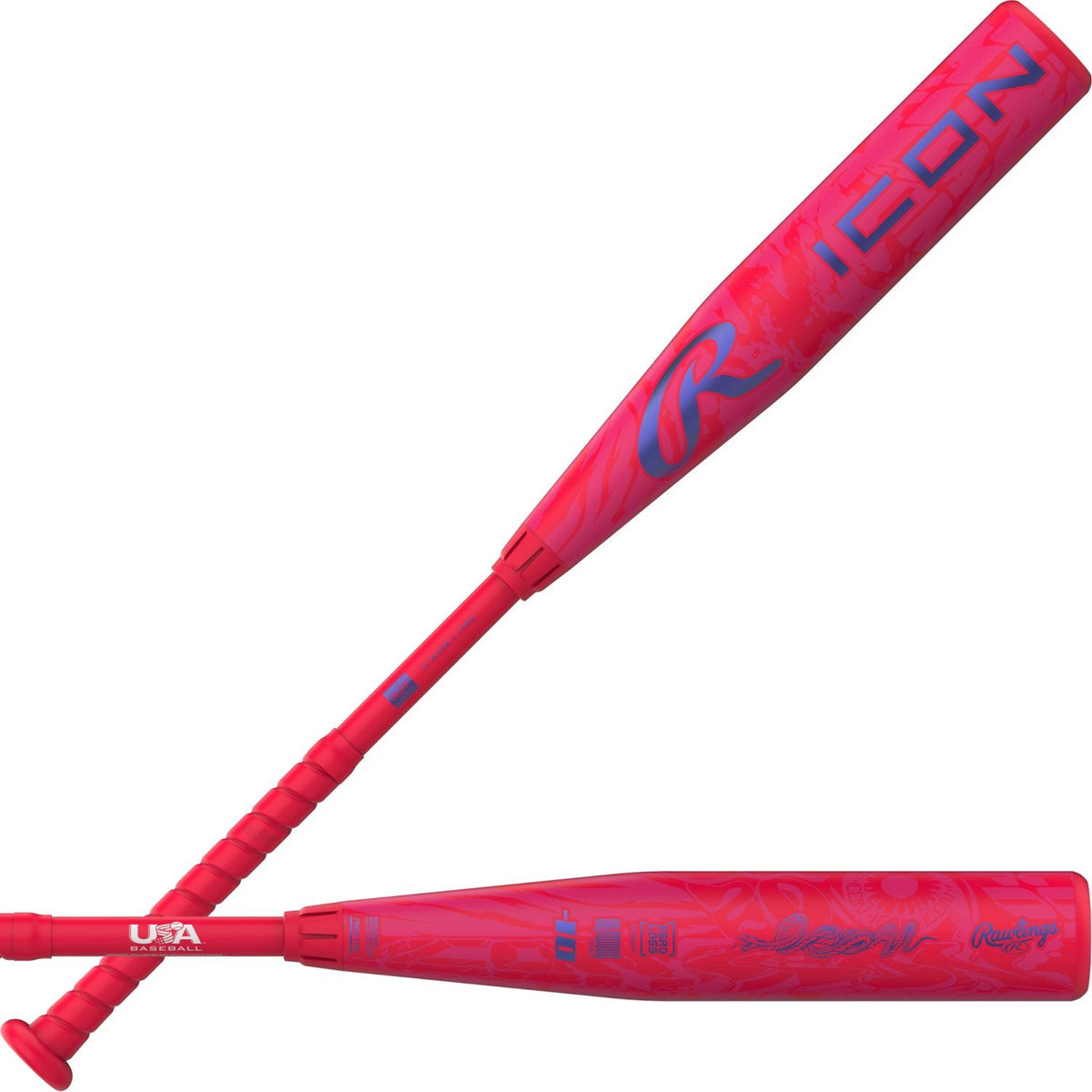Rawlings 2027 Icon (-12) Usa Approved Bat Rus7i12 - Hot Pink Royal Blue