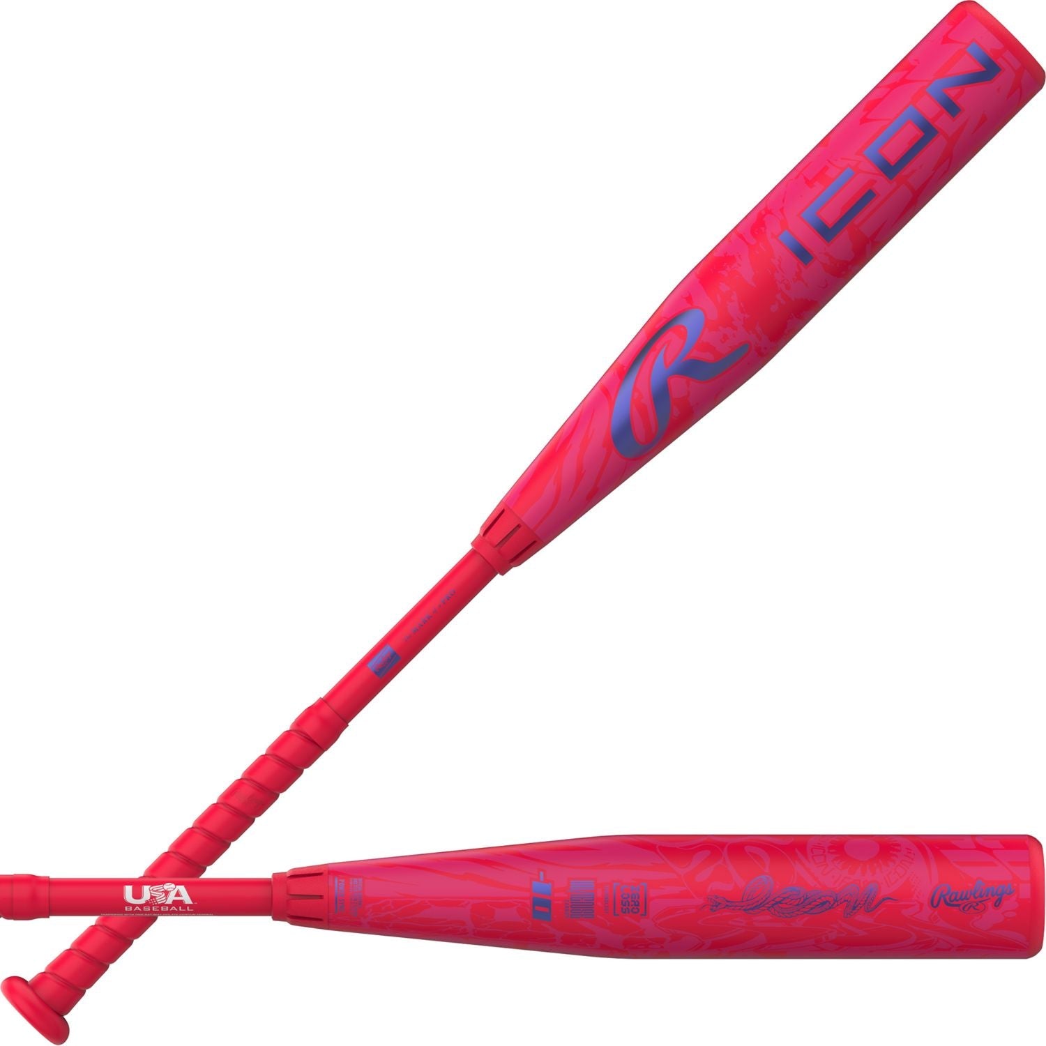 Rawlings 2027 Icon (-12) Usa Approved Bat Rus7i12 - Hot Pink Royal Blue
