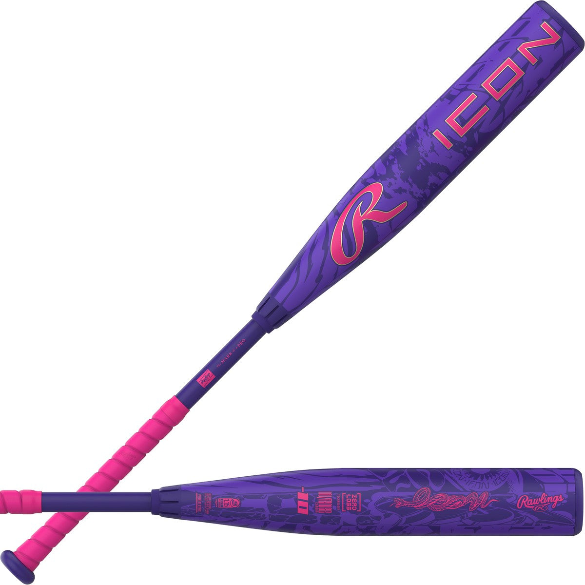 Rawlings 2027 Icon (-8) Usssa Bat Rut7i8 - Purple Pink