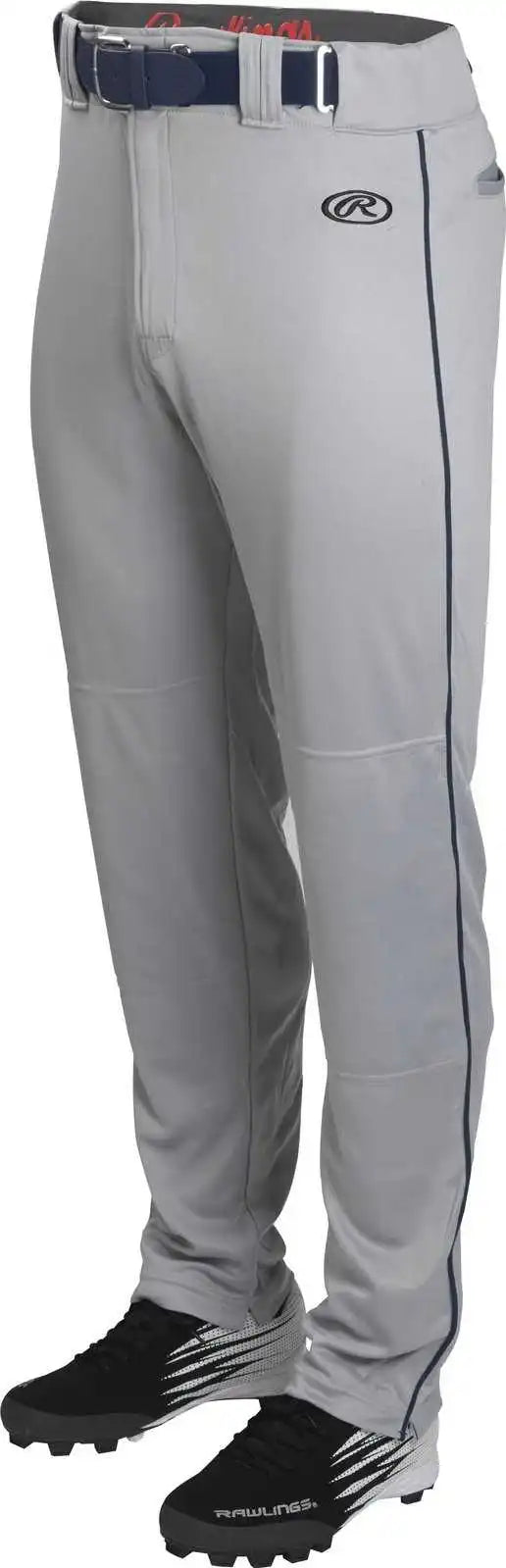 Rawlings Adult Launch Semi-relaxed Piped Baseball Pants - Gray Navy