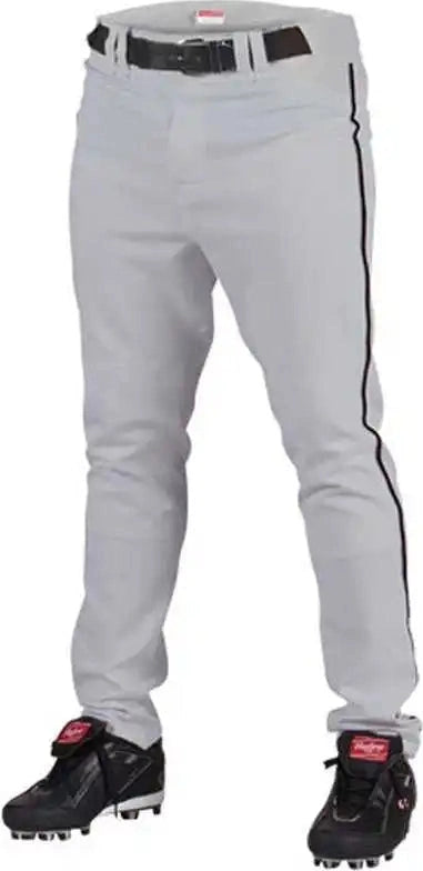 Rawlings Adult Semi-relaxed Piped Baseball Pants - Gray Black