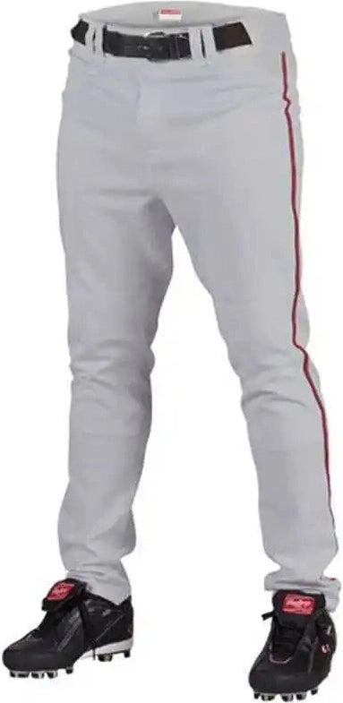 Rawlings Adult Semi-relaxed Piped Baseball Pants - Gray Red