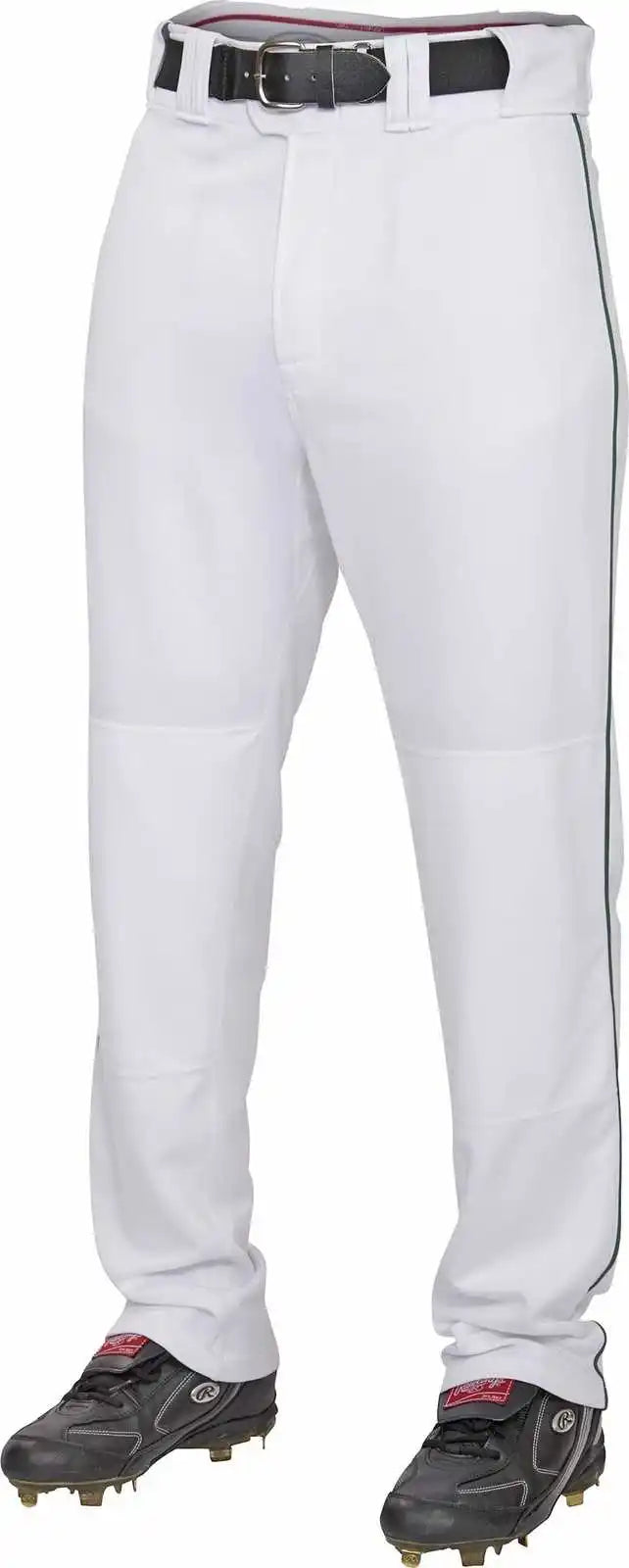 Rawlings Adult Semi-relaxed Piped Baseball Pants - White Dark Green