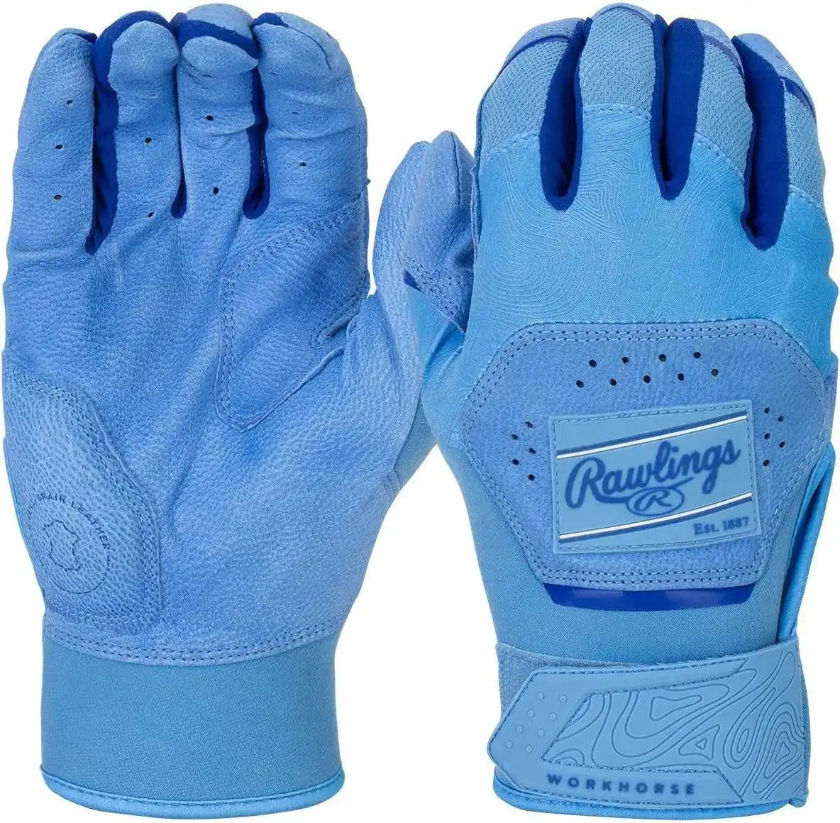 Rawlings Adult Workhorse Baseball Batting Gloves Columbia Blue Royal