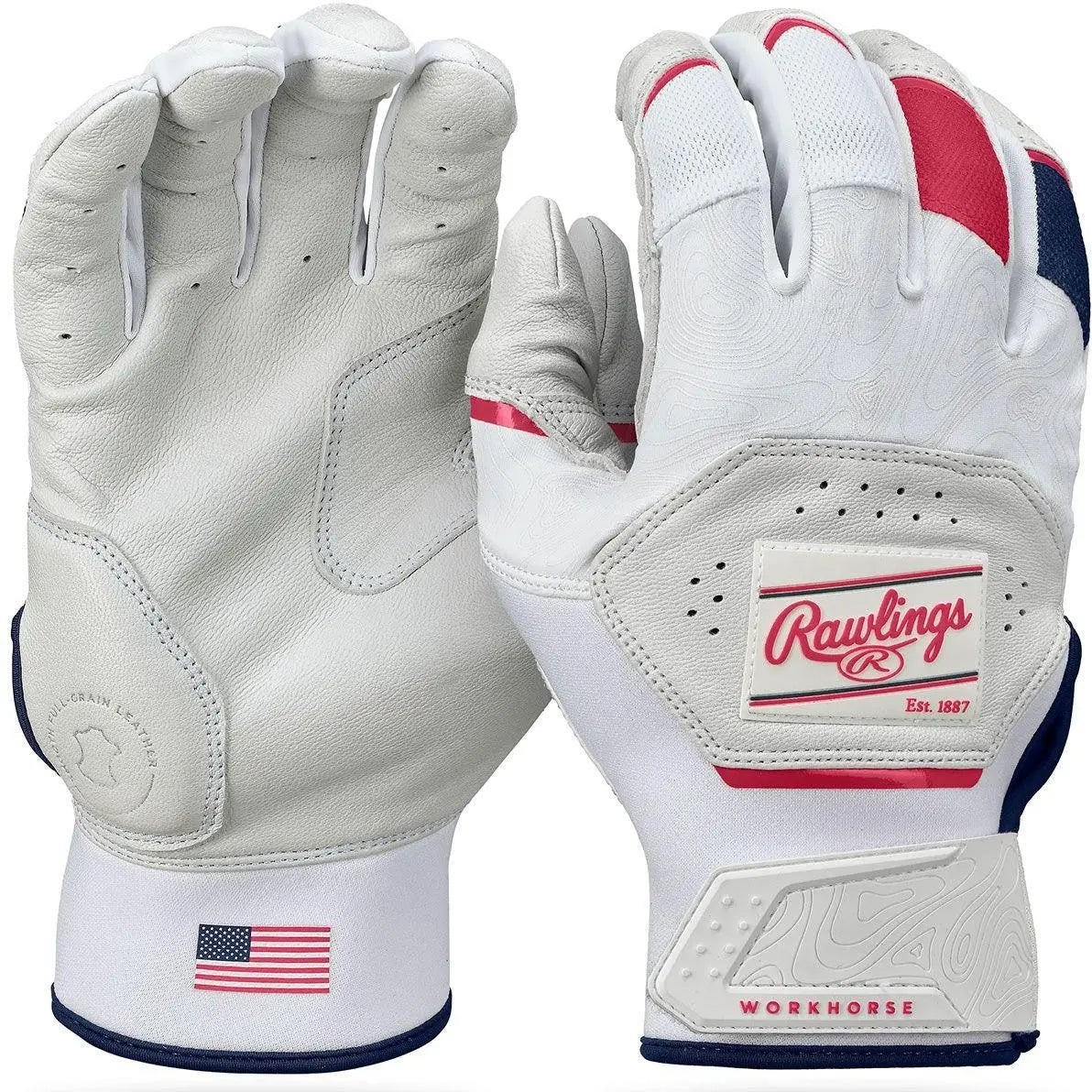Rawlings Adult Workhorse Baseball Batting Gloves - Usa