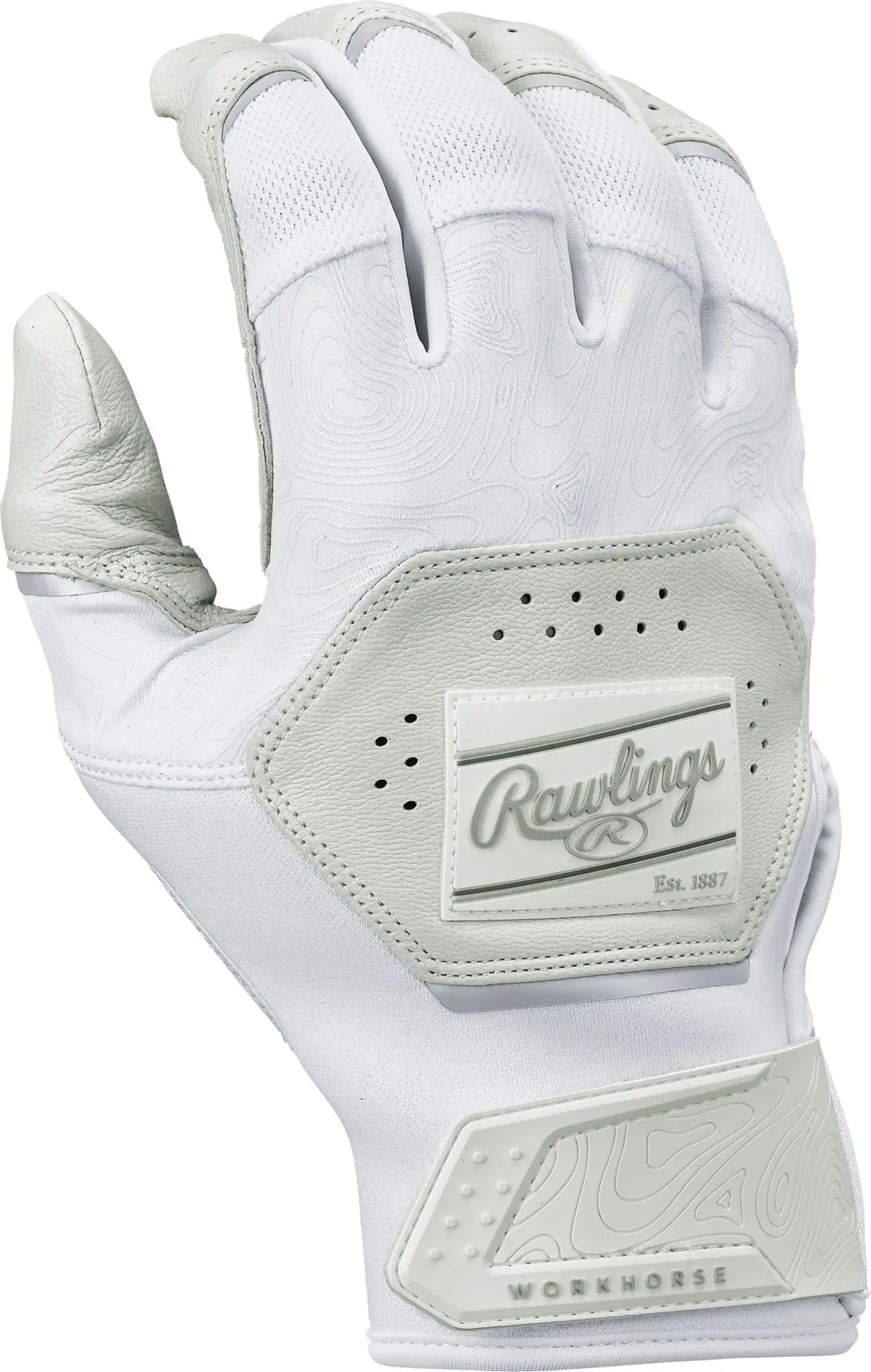 Rawlings Adult Workhorse Baseball Batting Gloves - White