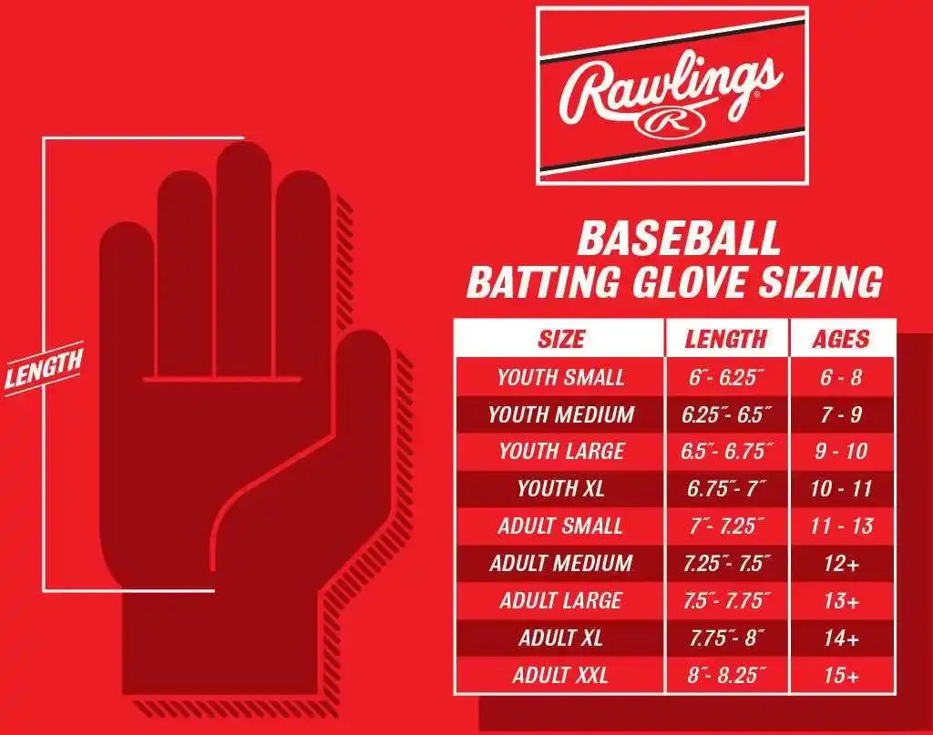Rawlings Adult Workhorse Baseball Batting Gloves - White Scarlet