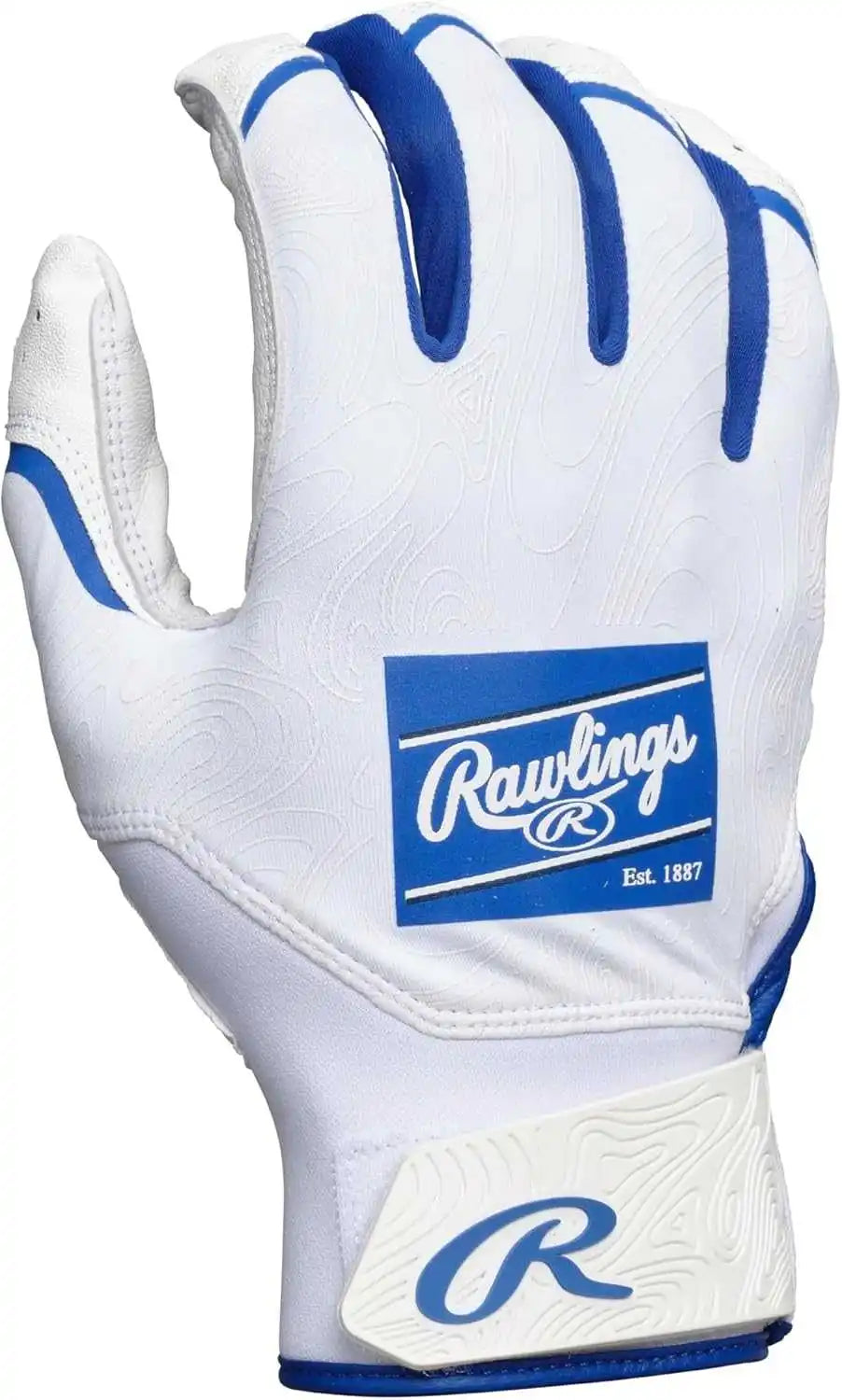 Rawlings Clout Youth Baseball Batting Gloves - White Royal