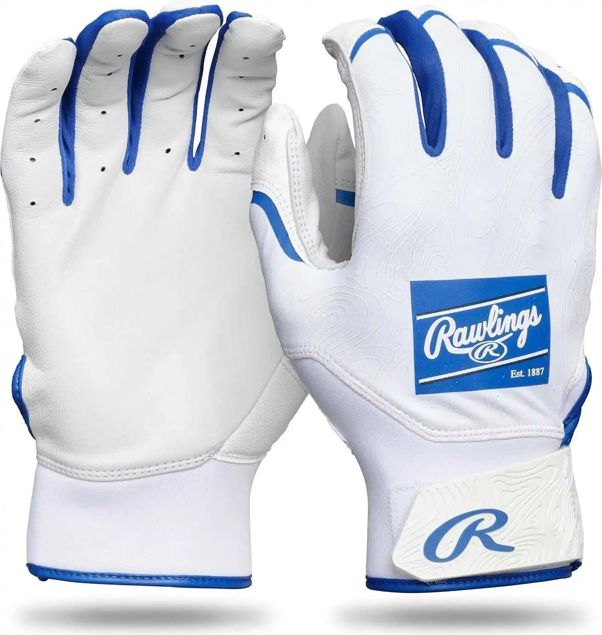 Rawlings Clout Youth Baseball Batting Gloves - White Royal