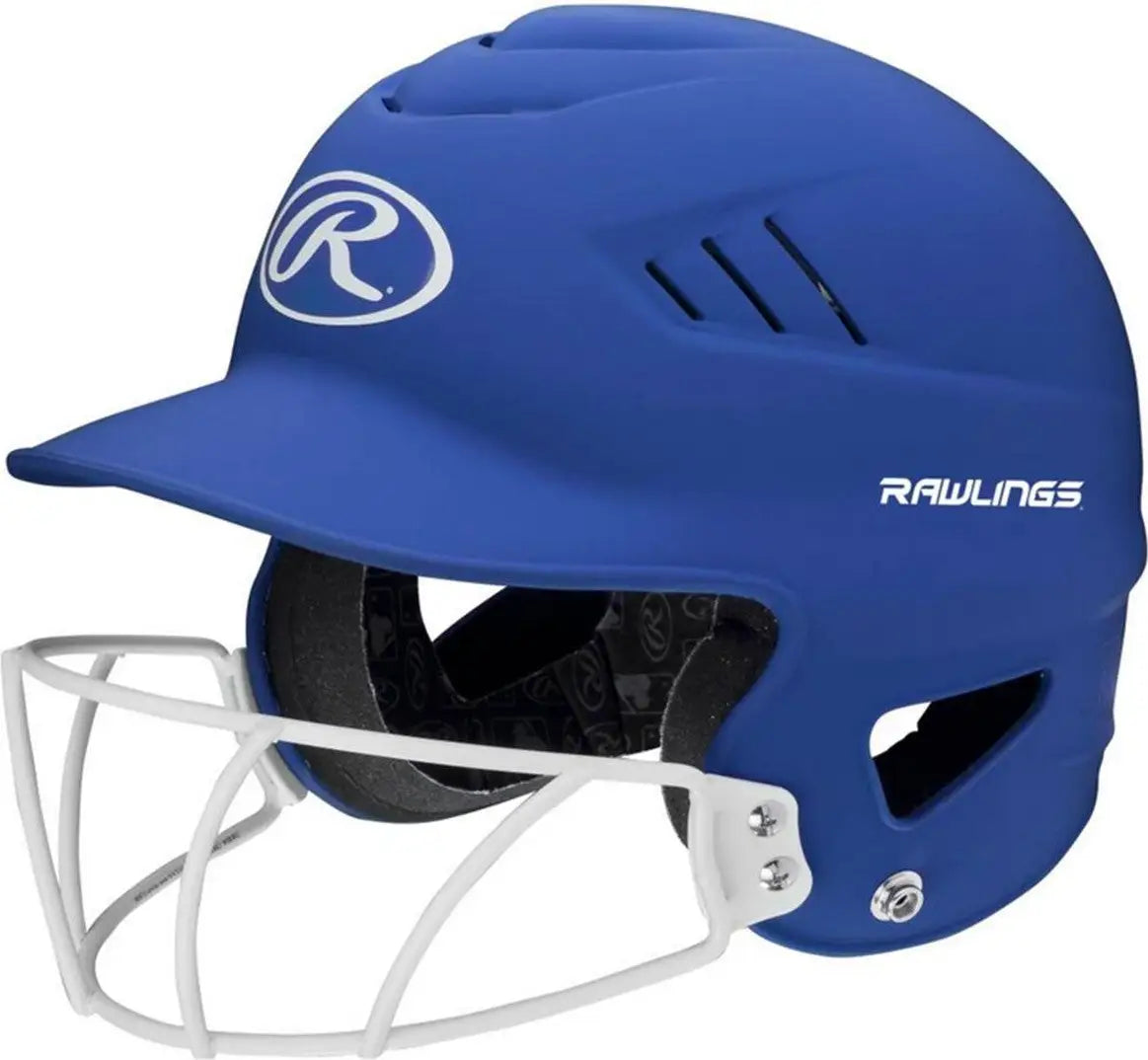 Rawlings Coolflo Highlighter Matte Batting Helmet with Mask Rcfhlfg - Royal - 6 1/2’’ - 7