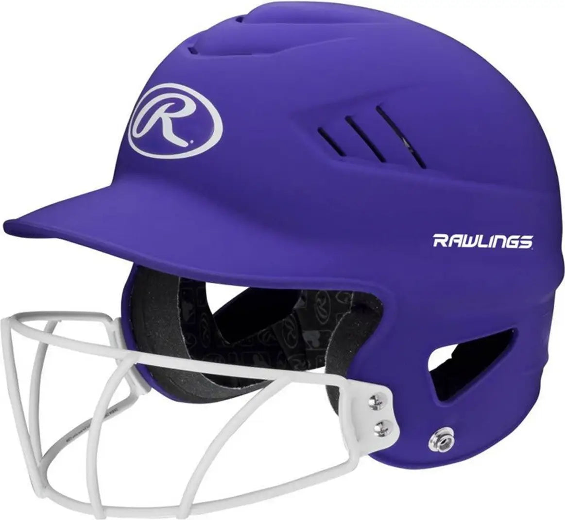 Rawlings Coolflo Highlighter Matte Batting Helmet with Mask Rcfhlfg - Neon Purple - 6 1/2’’ - 7