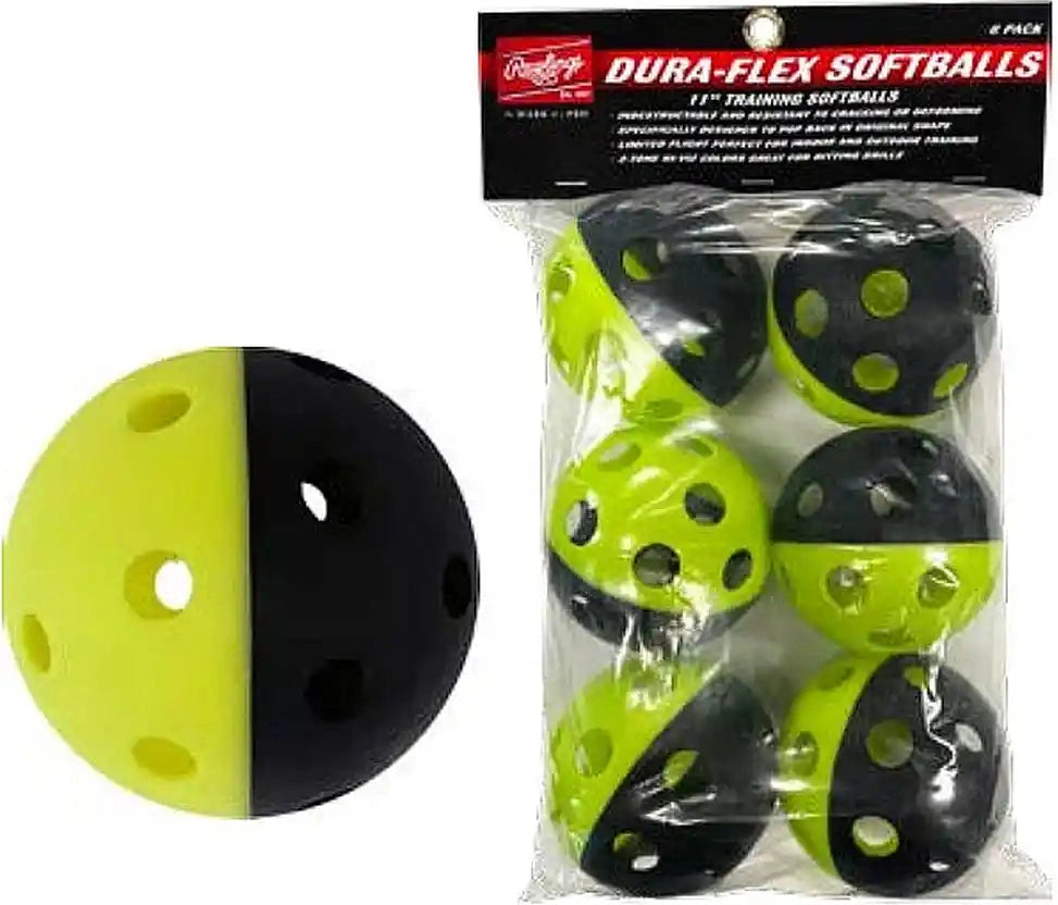 Rawlings Dura-flex Training Softballs (6pk) - Black Yellow