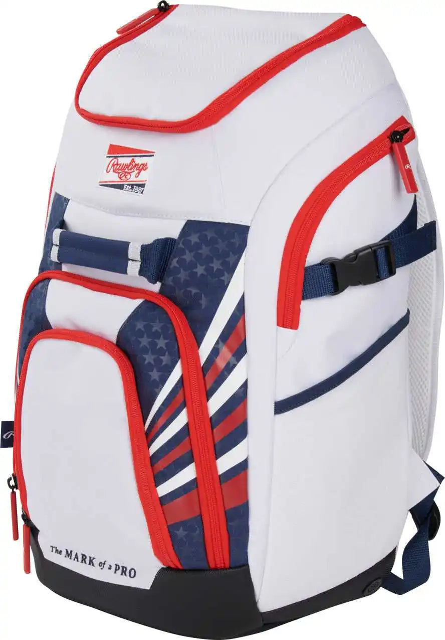Rawlings Franchise 2 Players Backpack - Usa - White Red