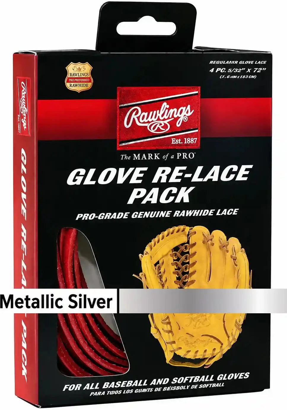 Rawlings Glove Re-lace Pack - Metallic Silver