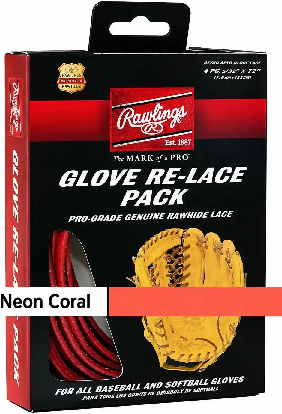 Rawlings Glove Re-lace Pack - Neon Coral