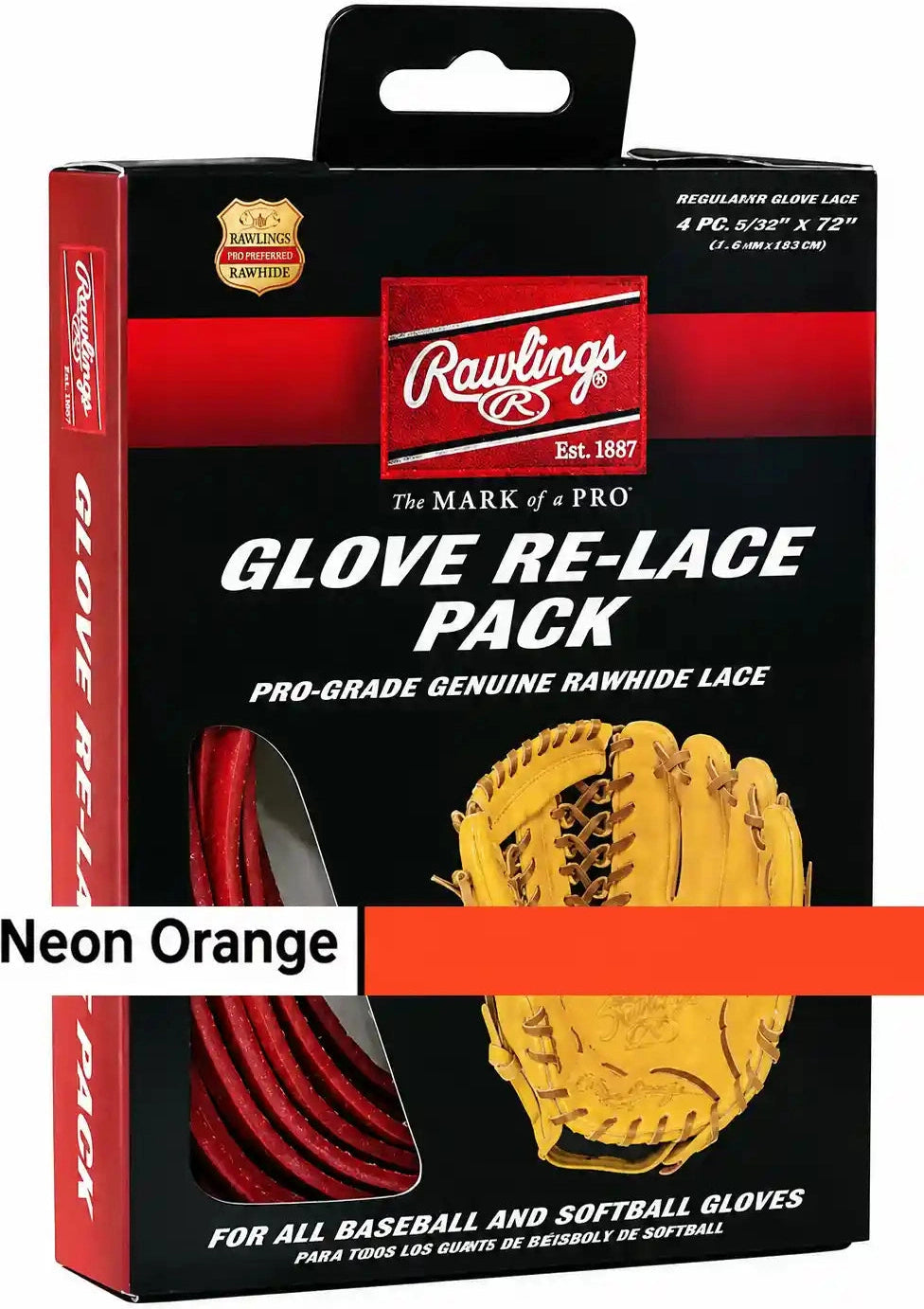 Rawlings Glove Re-lace Pack - Neon Orange
