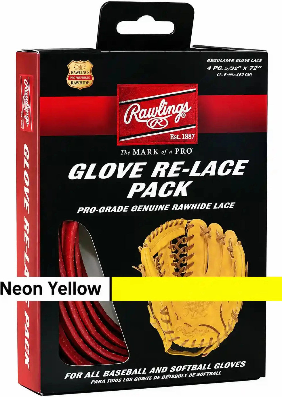 Rawlings Glove Re-lace Pack - Neon Yellow