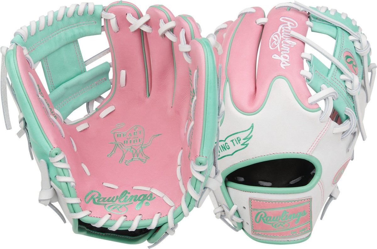 Rawlings Heart of the Hide 11.50’’ Baseball Glove Pror204w-2pw - Pink White Mint - Light / Right Throw