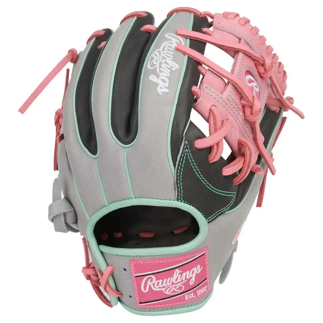 Rawlings Heart of the Hide 11.50’’ Baseball Infield Glove Pror934-2dsp - Black Gray Pink - Right Throw