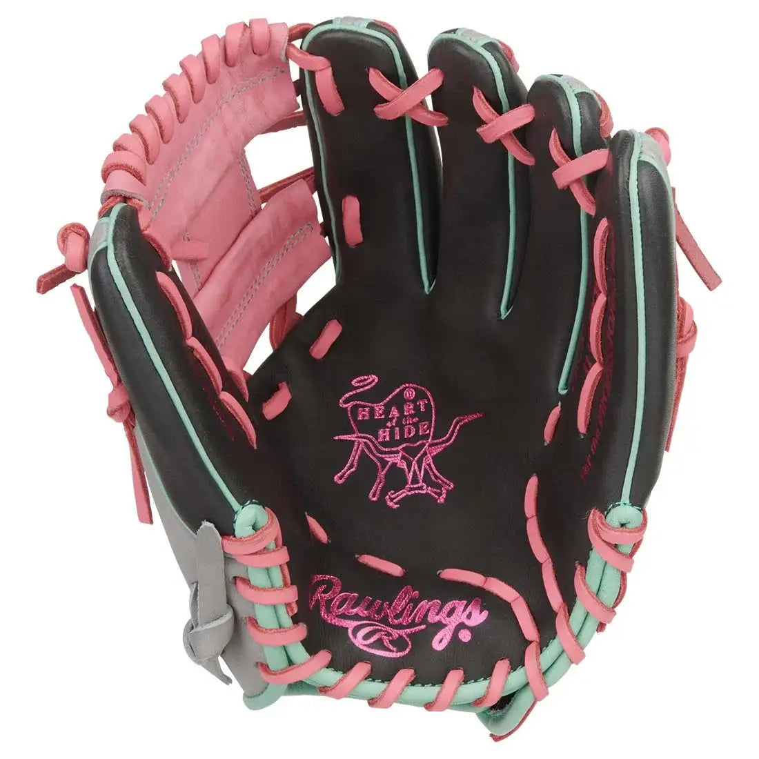Rawlings Heart of the Hide 11.50’’ Baseball Infield Glove Pror934-2dsp - Black Gray Pink - Right Throw