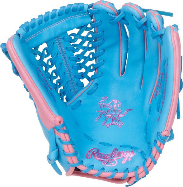Rawlings Heart of the Hide 12.75" Outfield Glove PROR3319-4CB - Columbia Blue Pink