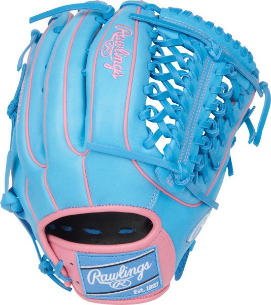 Rawlings Heart of the Hide 12.75" Outfield Glove PROR3319-4CB - Columbia Blue Pink