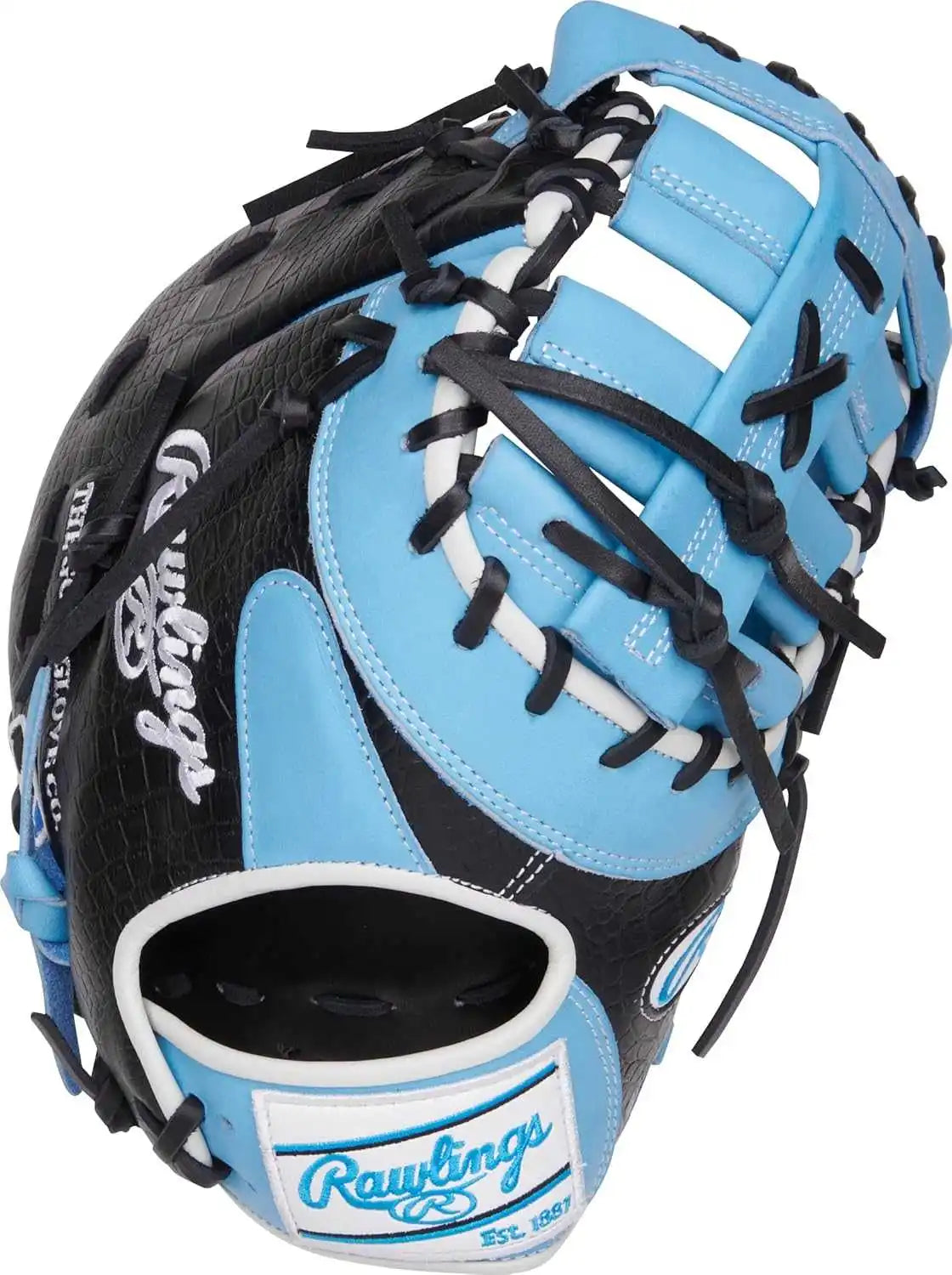 Rawlings Heart of the Hide Bruiser 13.00’’ 1st Base Mitt Prordct-10cb - Columbia Blue Black White - Right Throw