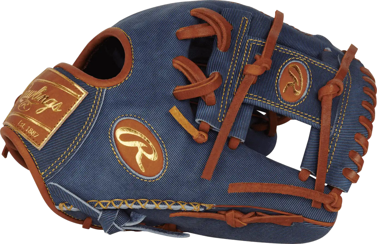 Rawlings Heart of the Hide Denim Limited Edition 11.50’’ Infield Glove Pro204-2d - Navy Brown Gold - Right Throw