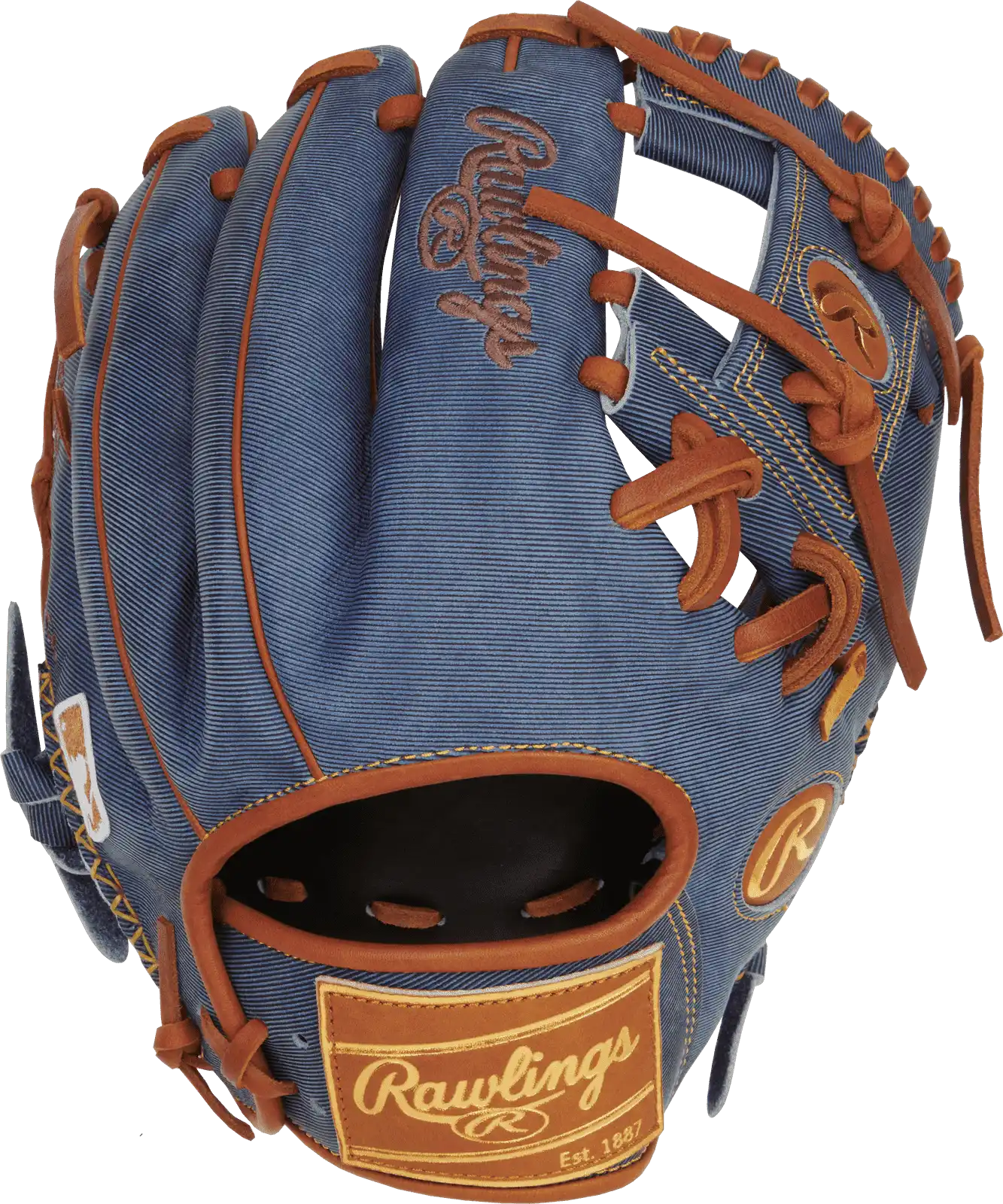 Rawlings Heart of the Hide Denim Limited Edition 11.50’’ Infield Glove Pro204-2d - Navy Brown Gold - Right Throw