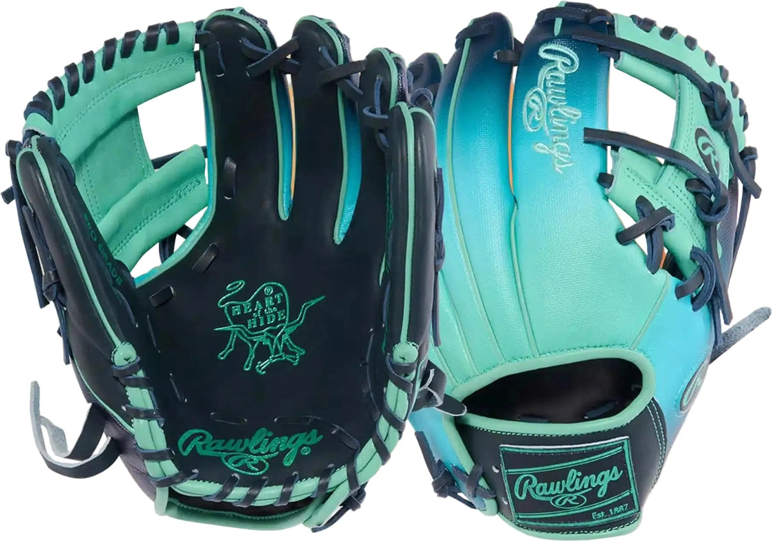 Rawlings Heart of the Hide Fun Burst 2.0 11.50’’ Infield Glove Pror204-2nn - Navy Mint - Right Throw