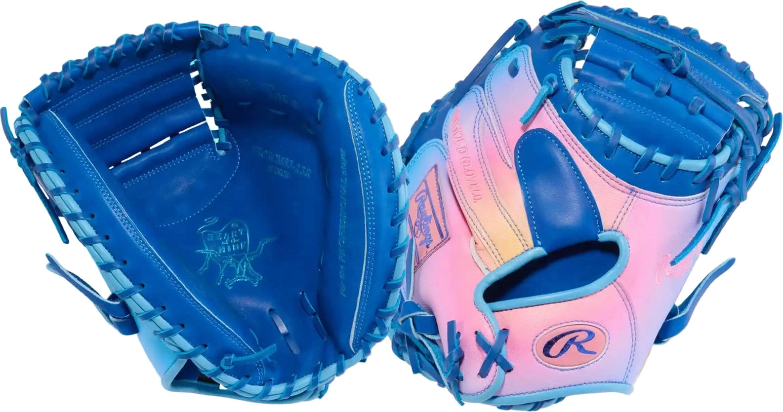 Rawlings Heart of the Hide Fun Burst 2.0 33.00’’ Catcher Glove Prorcm33-23r - Royal Columbia Blue Pink - Right Throw